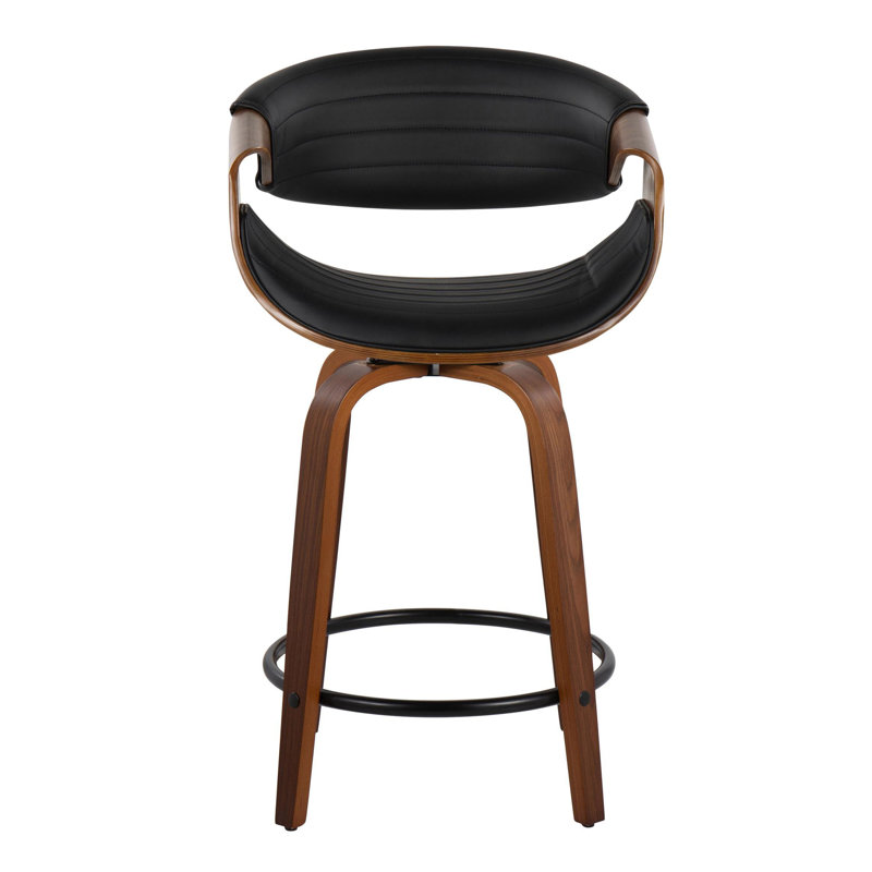 Lakyia Swivel Counter & Bar Stool, Counter Stool (24" Seat Height), Walnut/Black, Black