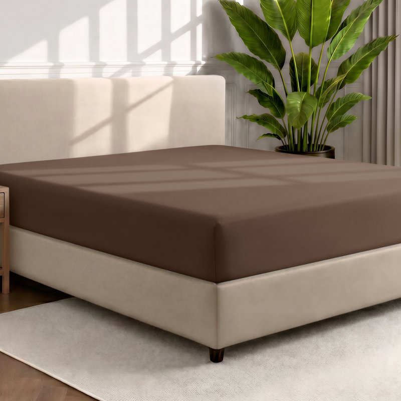 Microfiber Fitted Sheet, Twin Fitted Sheet, Cocoa