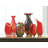 Sunfire Glass Vase | Hand-Crafted Red & Gold Accent Decor