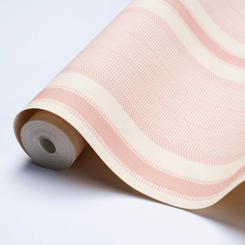 Papier peint à rayures en vinyle Schumacher, Rosé