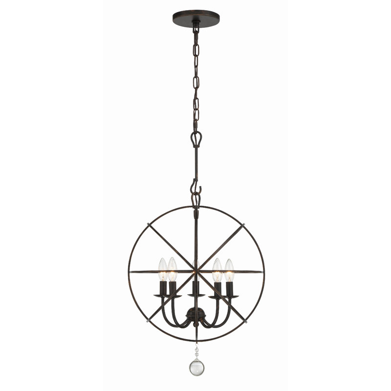 Dreiling 5 - Light Candle Style Globe Chandelier, English Bronze Steel