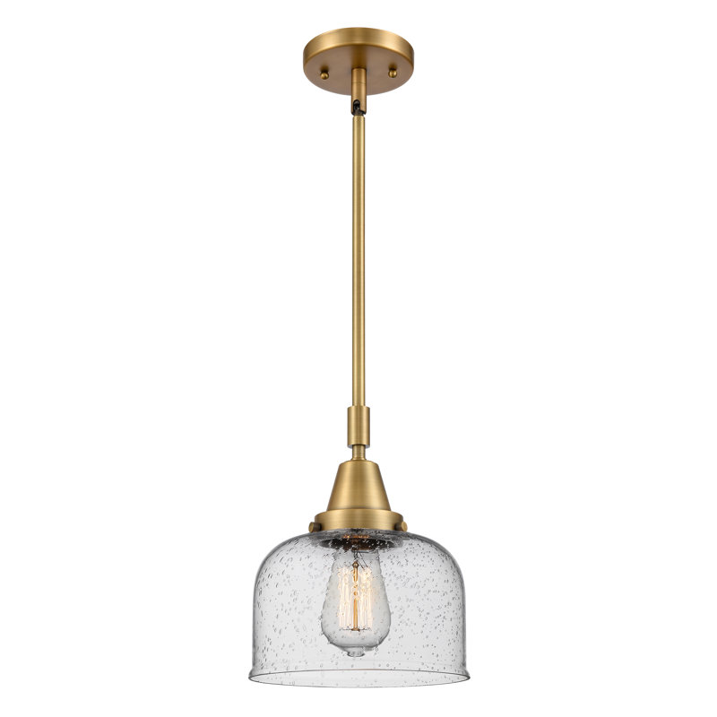Luminaire suspendu en forme de cloche à 1 lumière Adhafera, Ampoule non incluse, H 44,12 po x l 8 po x P 8 po, Laiton brossé