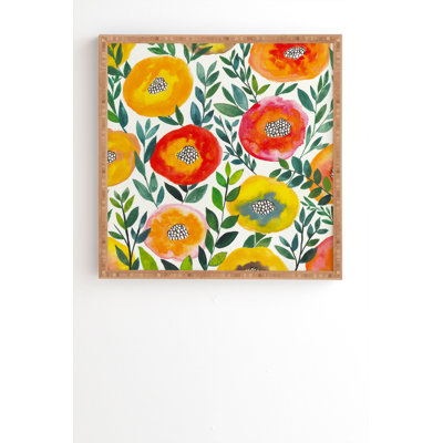 «Botanical Floral 5» par Viviana Gonzalez - Reproduction d'art graphique sur bois encadrée