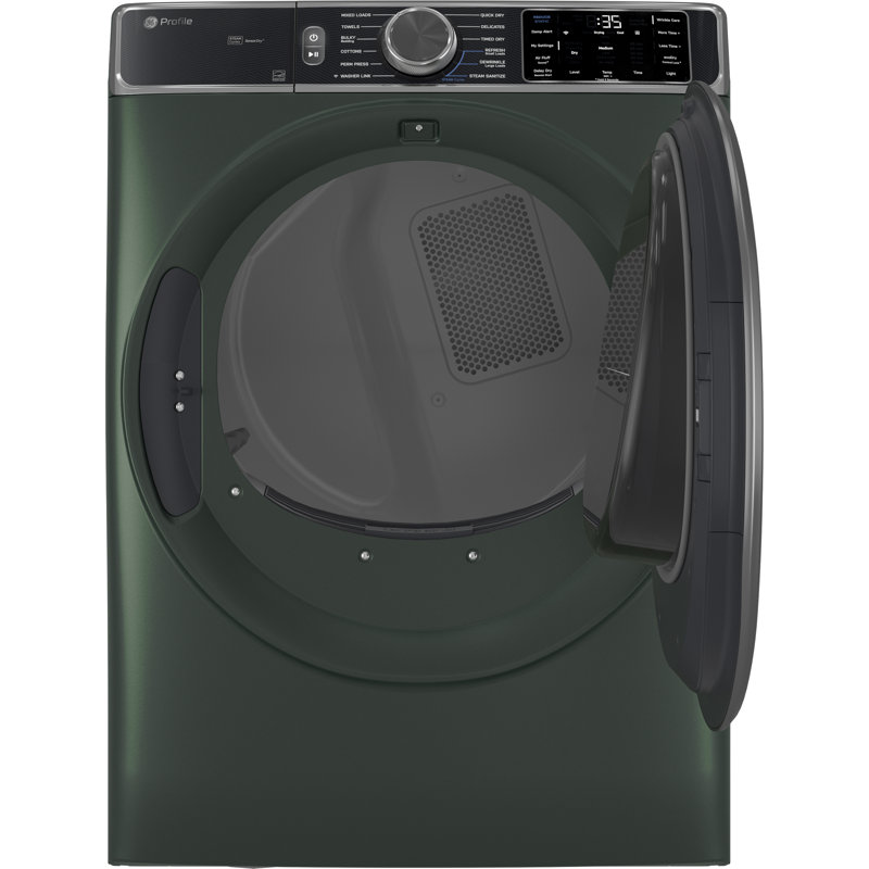 GE Profile Energy Star 7.8 Cu. Ft. Capacity Smart Front Load Gas Dryer With Steam And Sanitize Cycle, Jade Green, Electric