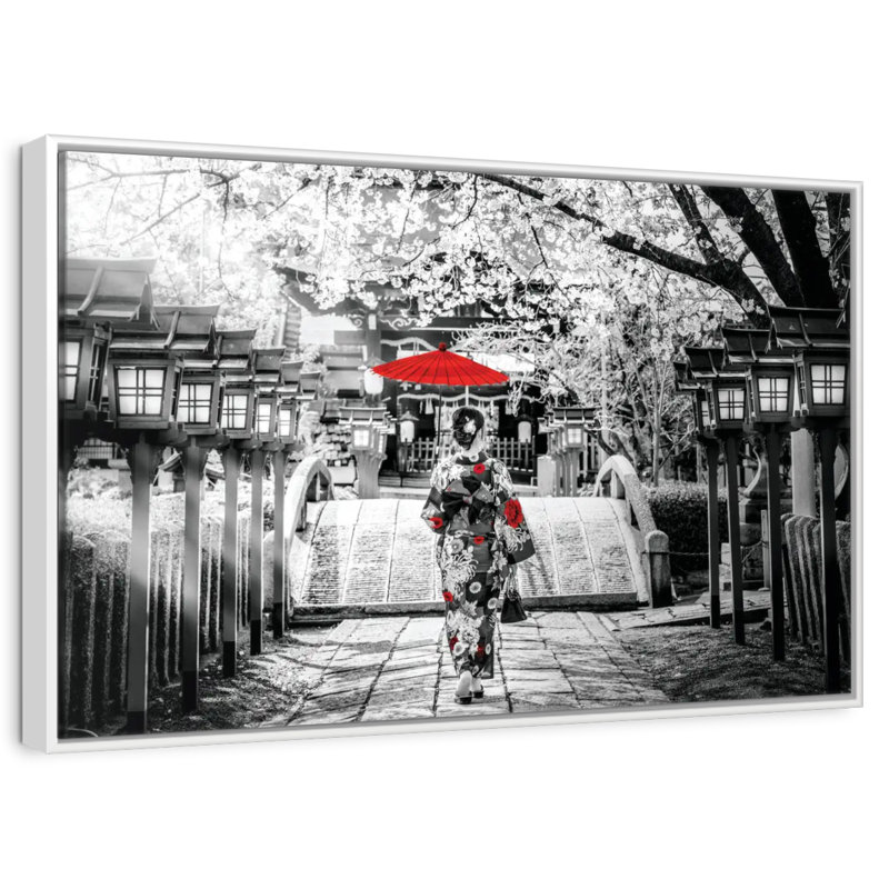Geisha Pop, Cadre flottant blanc, 13 po x 9 po