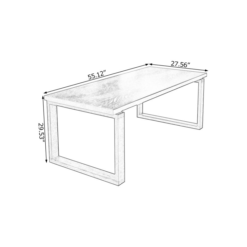 Bureau rectangulaire en bois massif noir, H 29,53 po x l 55,12 po x P 27,56 po