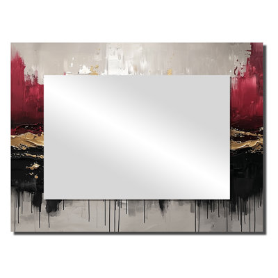 Expressionnisme de l'or rose foncé Fusion II - miroir mural néo-expressionniste - imprimé sur métal