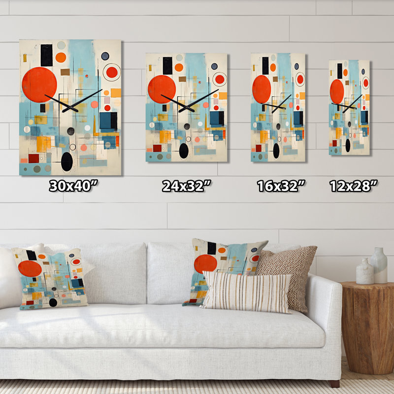 Horloge murale abstraite Mid-Century, Grand