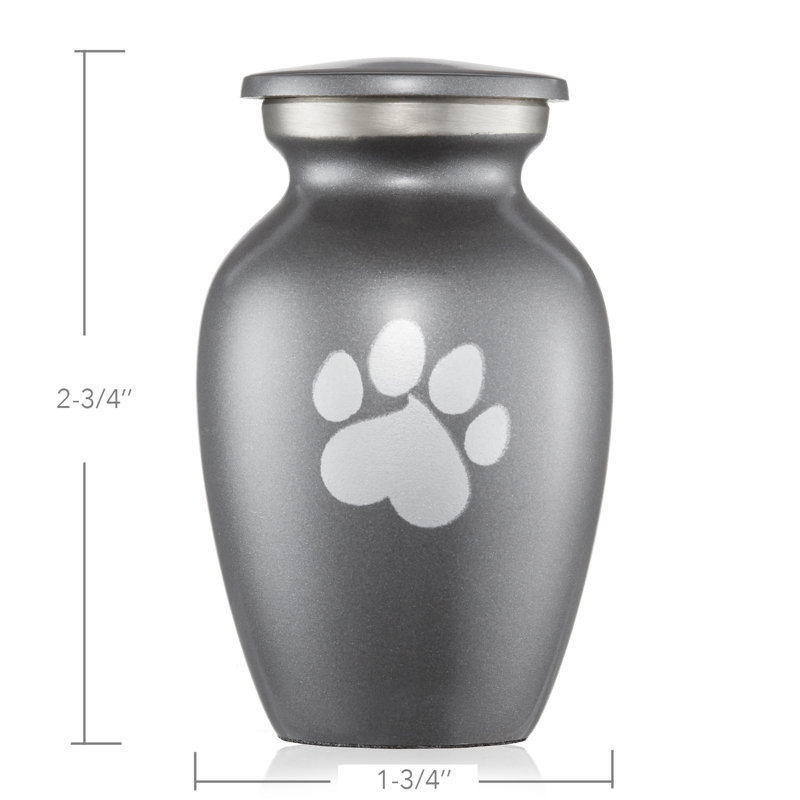 Gray Polished Brass Paw Print Pet Keepsake Urn