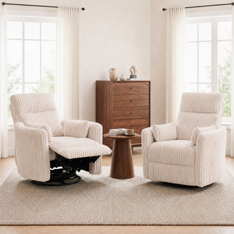 Fauteuil inclinable Sherry, Velours côtelé Effie Beige