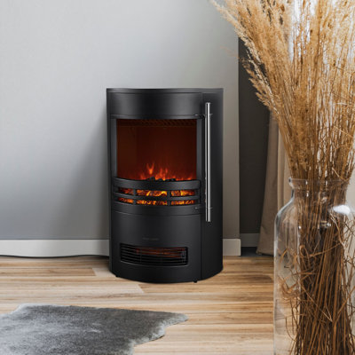 Cambridge Round Freestanding Electric Fireplace in Black