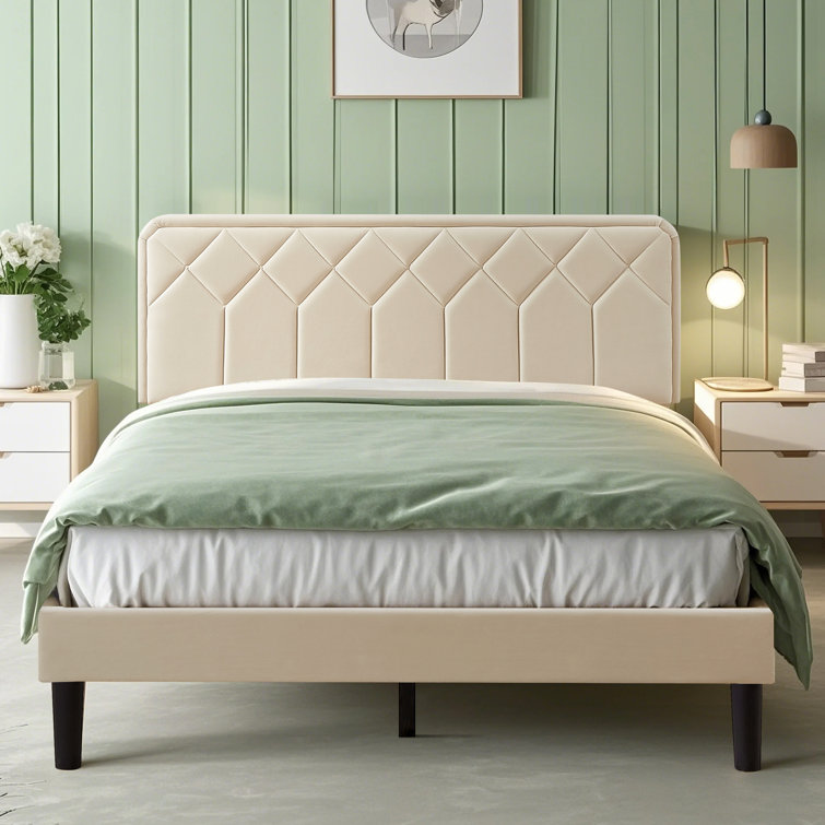 Auxter Adjustable Upholstered Head Height Bed Frame
