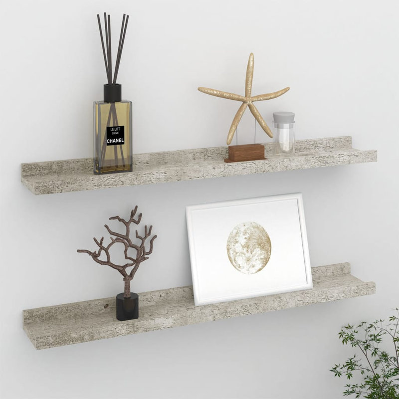 Gracelan 2 Piece Picture Ledge Wall Shelf, Concrete Grey, 3 cm H x 60 cm W x 9 cm D