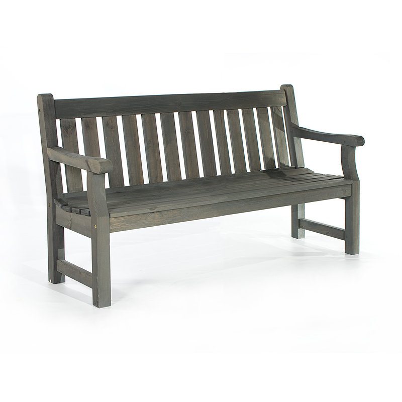 Lexi Solid Wood Pine Outdoor Bench, Dark Grey, H92 x W150 x D61cm