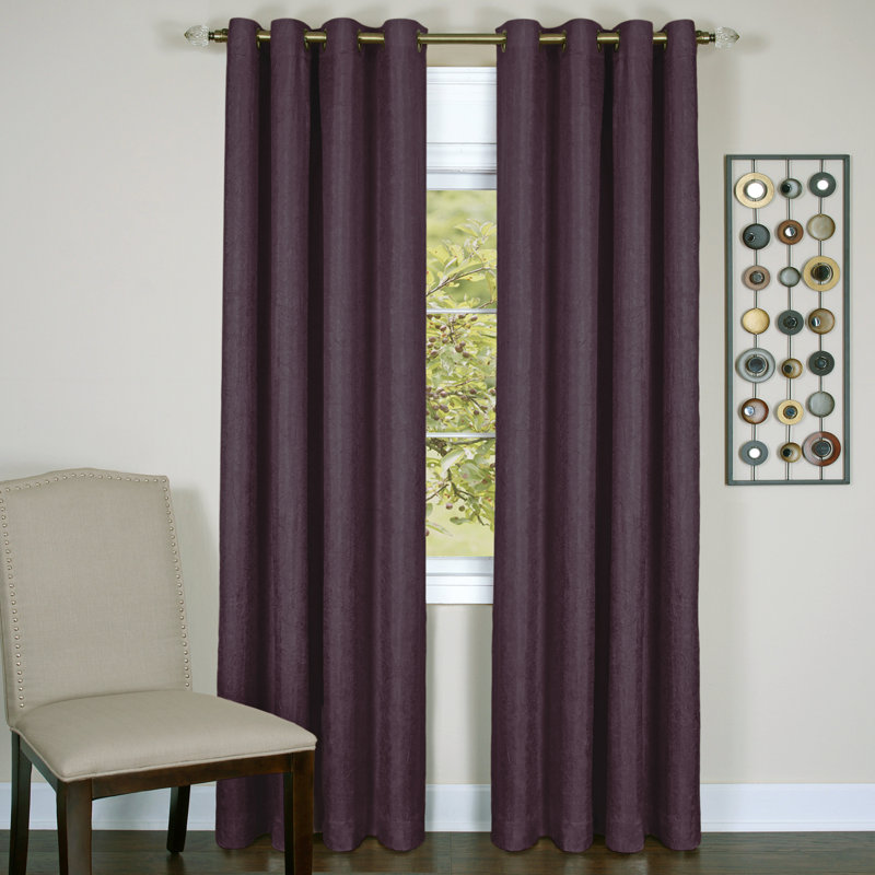 Elmwood Blackout Curtain Single Panel, Aubergine, 50" W x 63" L, Polyester