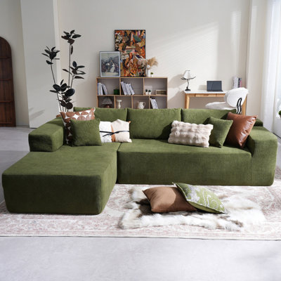 Cloudelle No Assembly Required Compression Packed 2 - Piece Boneless Corduroy Sectional