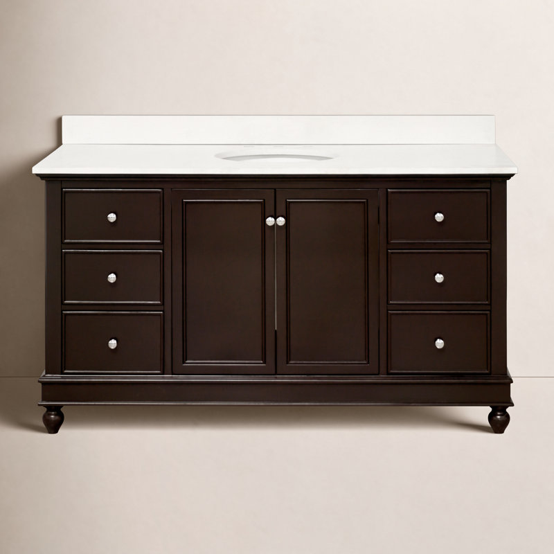 Ferdinand 60'' Single Bathroom Vanity with Top, Chocolate, Quartz