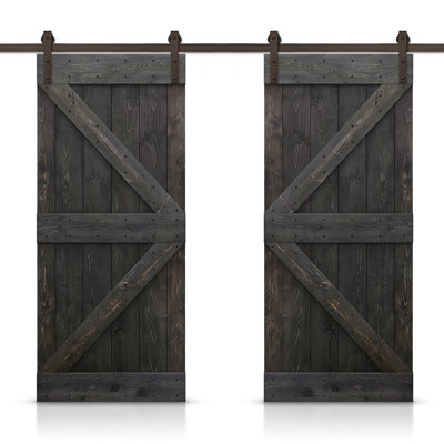 84'' Solid Wood Paneled Painted without Installation Hardware Kit Barn Door
