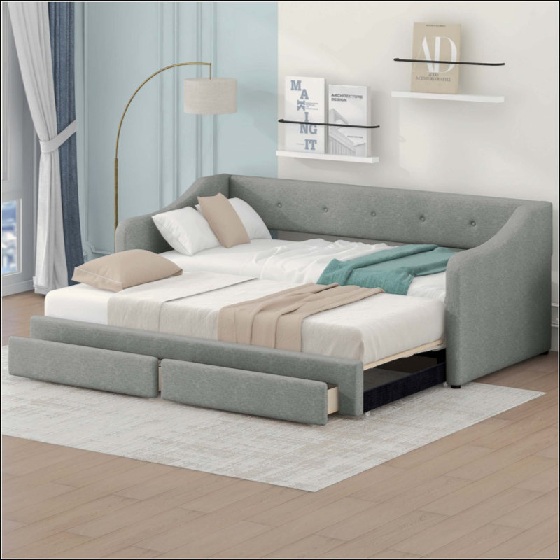 Upholstered Daybed with Two Drawers