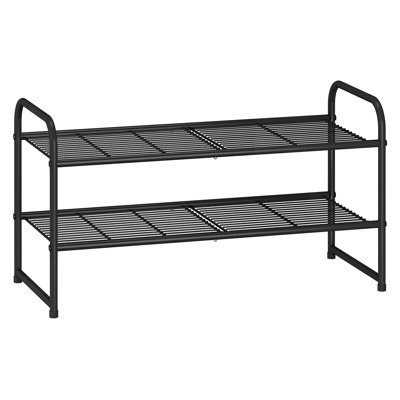 2-Tier Stackable Metal Shoe Rack With Adjustable Shelves For Efficient Shoe Storage And Organization