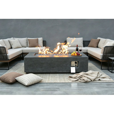 Dublin 52" Rectangle Concrete Fire Table Dark Gray Color
