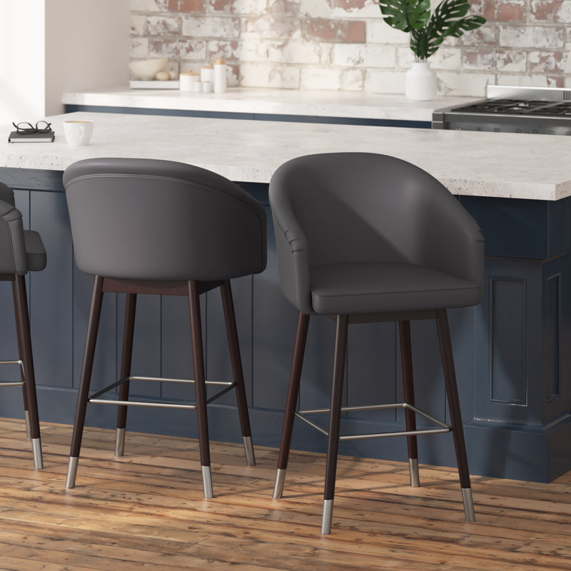 Tabouret de bar et de comptoir Brida, gris, Tabouret de comptoir (siège d'une hauteur de 26,2