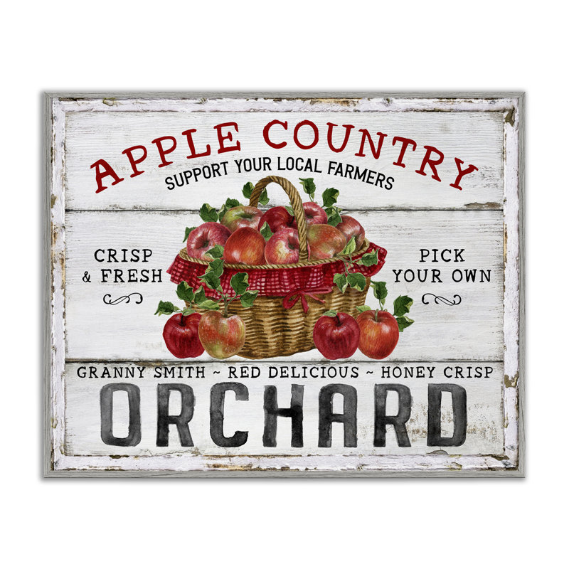 «Rustic Apple Orchard», art mural sur toile par Creatif Belle, H 16 po x l 20 po, Estampe numérique Farmhouse