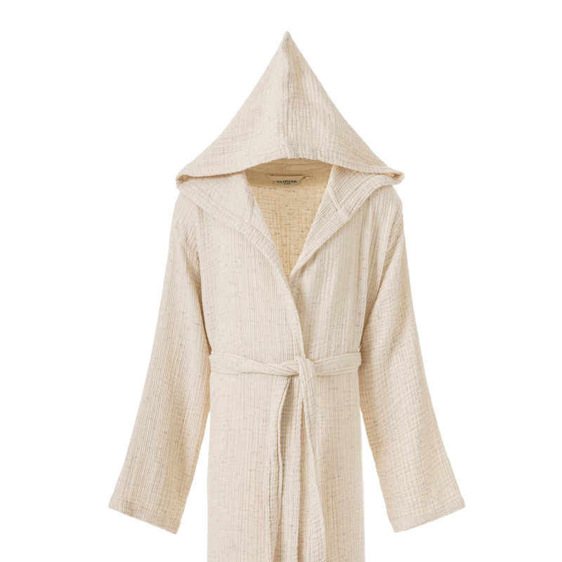 Soho Supersoft 4-Layer Cotton Gauze Robe, Ecru Black - S/M