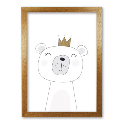 Scandi Cute Bear With Crown - Print