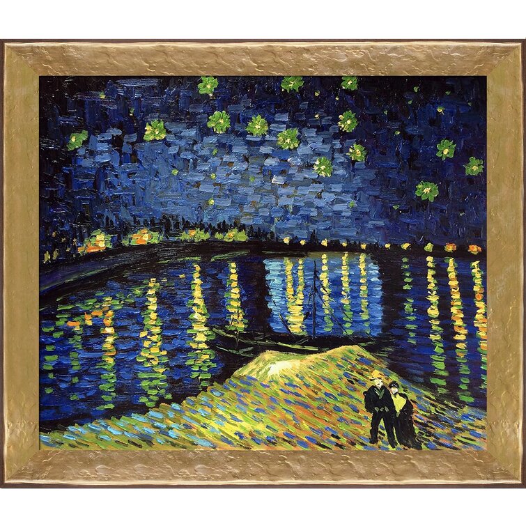 Starry Night Over The Rhone' by Vincent Van Gogh - Picture Frame Painting on Canvas Winston Porter Size: 24 H x 28 W x 2 D, Format: Semplice Specch