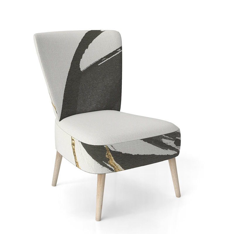 Upholstered Floral Side Chair - Modern floral Accent Chair, Floral Gray Polyester Blend 2