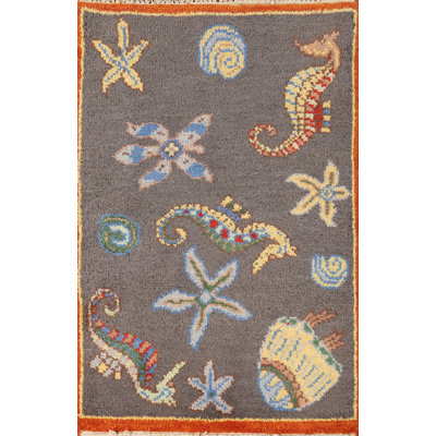 Tapis oriental à motif animalier Art Deco 2x3