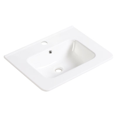Clean & Modern Bathroom Vanity Sink - White Ceramic Vessel With Practical Overflow Function, Pre Drilled For Standard Faucet, Cultured Marble Surface Easy Up, 23.48 In Depth, 18.41 Width, 6.59