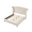 Lit double Crystal en crème, structure en bois massif, lit crème d'apparence glamour, cadre luxueux