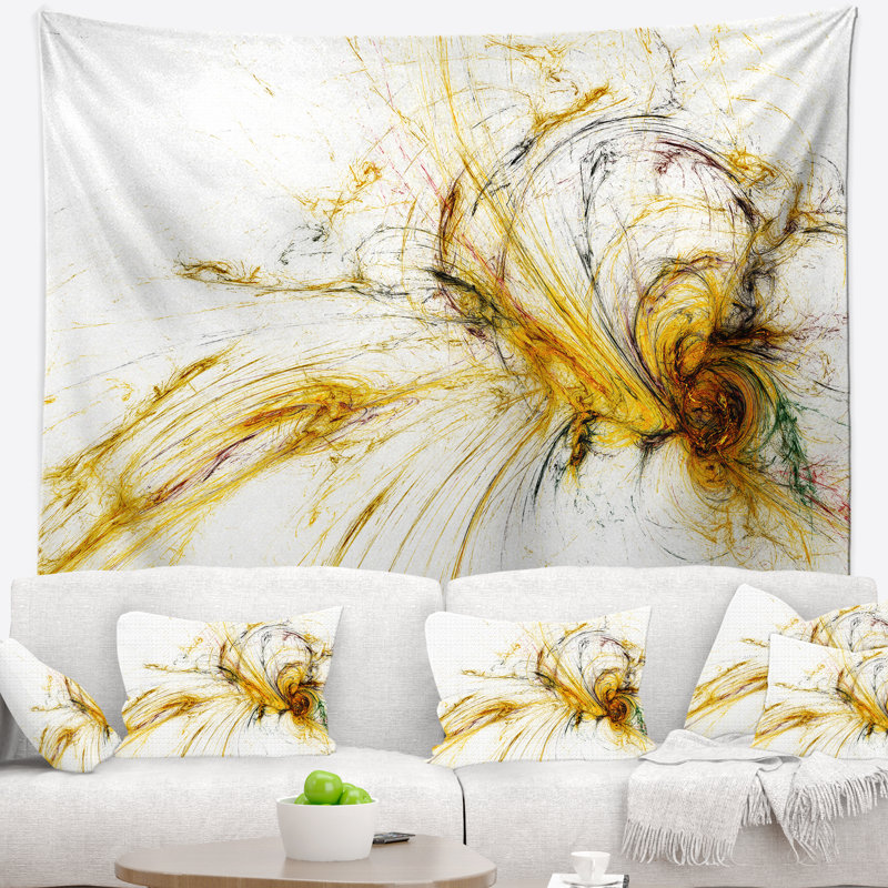 Tapisserie galaxie spirale jaune Abstract, H 50 po x l 60 po