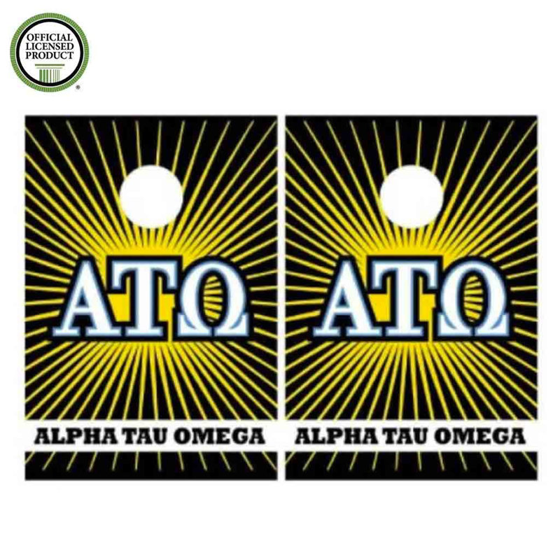 VictoryStore.com Solid Wood Cornhole Set, Alpha Tau Omega