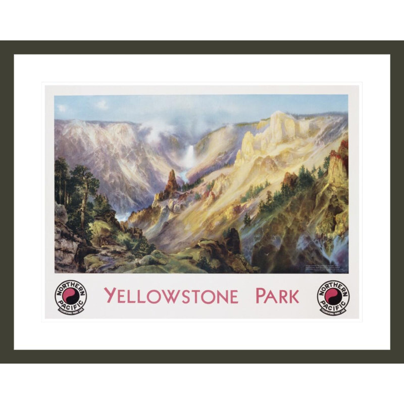 Affiche du chemin de fer du Pacifique nordique de Yellowstone par Thomas Moran - reproduction d'art numérique encadrée