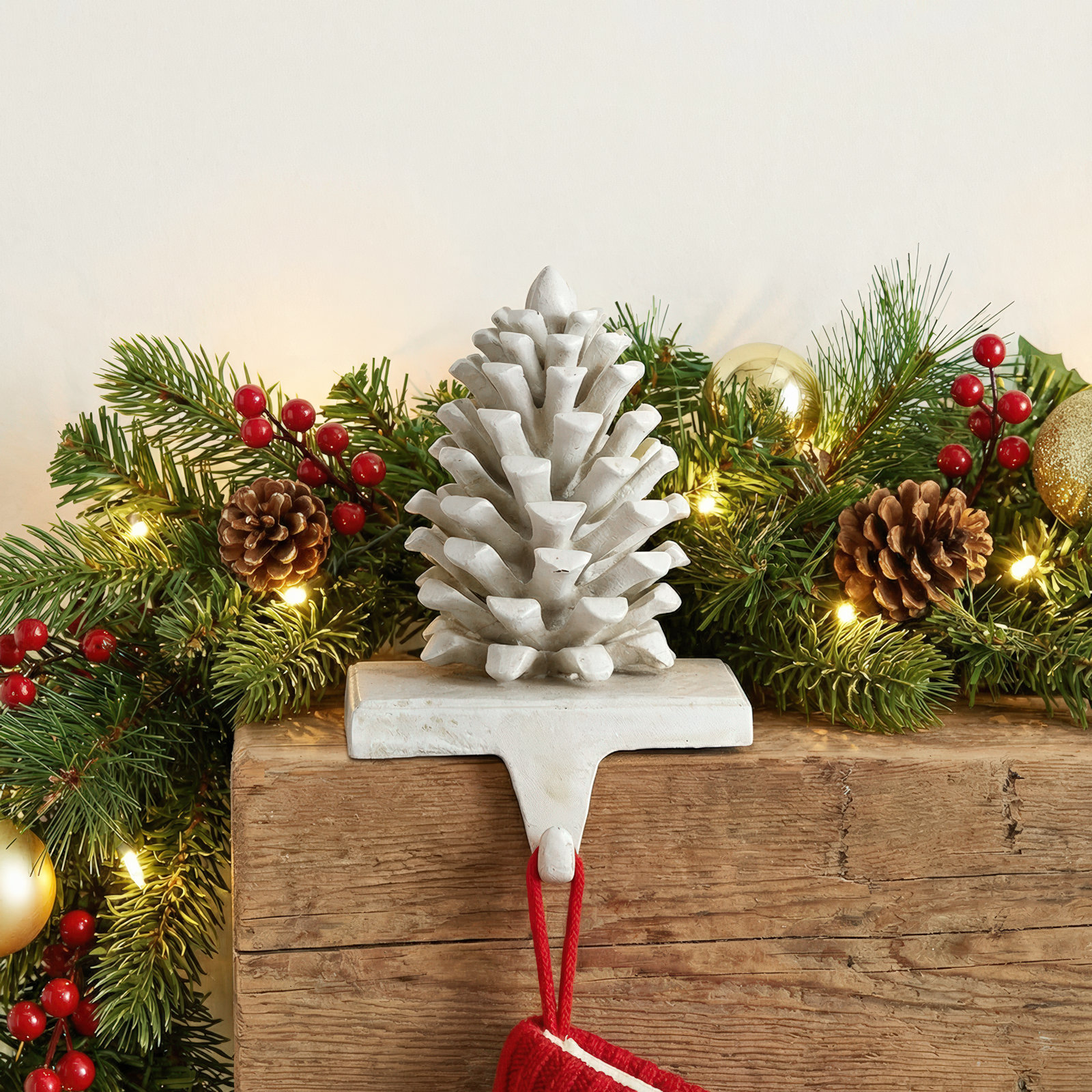 Pinecone Cast Iron Stocking Holder