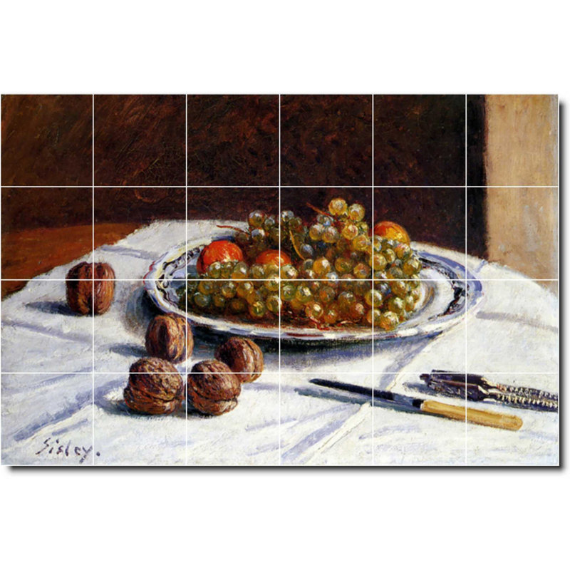 Carrelage mural décoratif en céramique 72 po x 48 po 12 po x 12 po, Peinture de légumes Alfred Sisley W08350