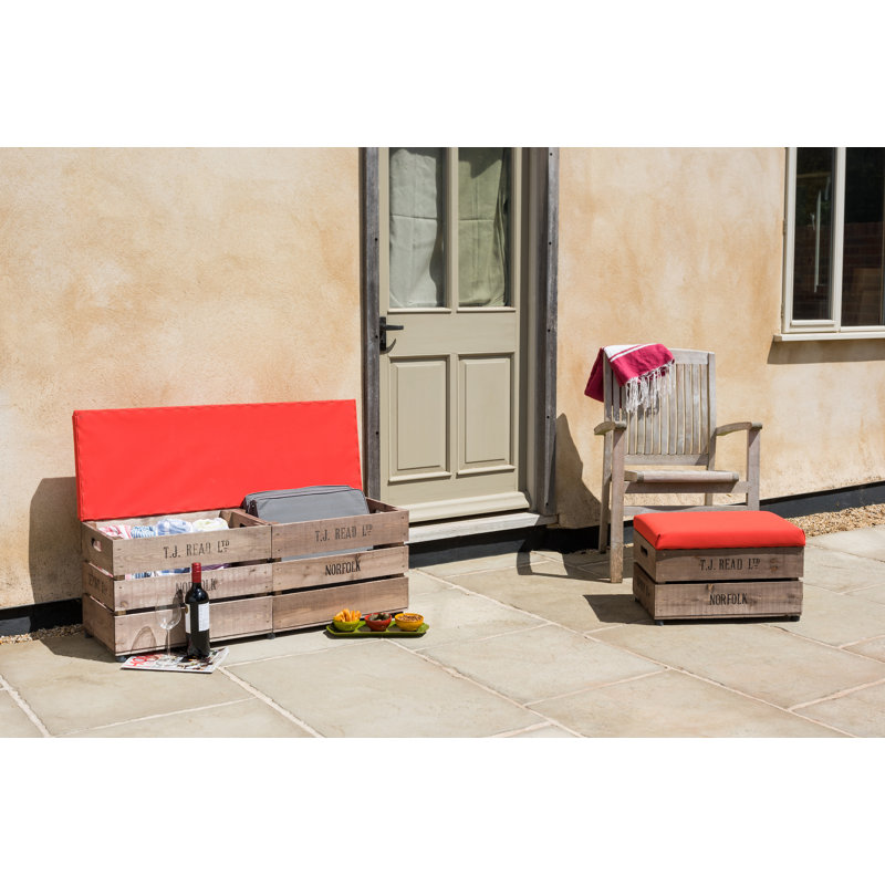 Edson Upholstered Outdoor Ottoman, Red