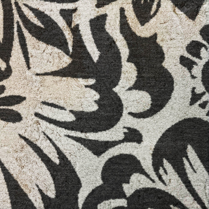 Premium Machine Washable Dream Shag ADS551 Floral Rug, 9' x 12', Black