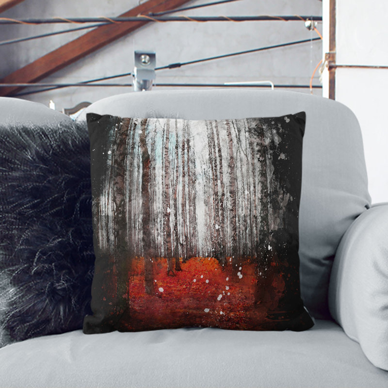 Rows of Trees Cushion with Filling, 40cm H x 40cm W x 15cm D