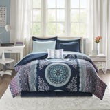 Ensemble d'édredon et de draps réversible à motif médaillon bohème Loretta