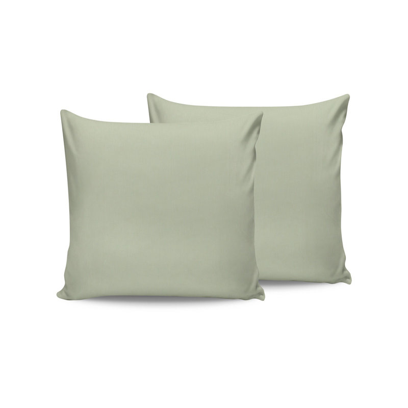 Ensemble de taies d'oreiller 2 pièces, 100% coton Ranforce, vert | 23,6 po x 23,6 po | Sanforisé, protection antibactérienne, 144 fils, lavable à la machine à 86 ° F | Fermeture à enveloppe pour plus de confort et de style