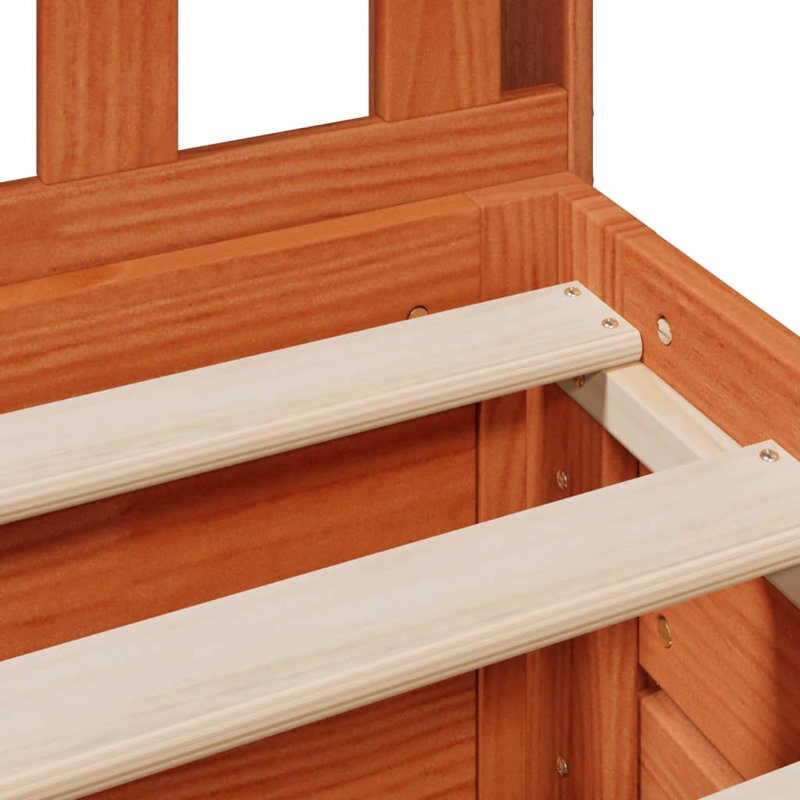 Natur Pur Bookcase Bed Without Mattress  Solid Wood Pine, Brown, Double (4'6)