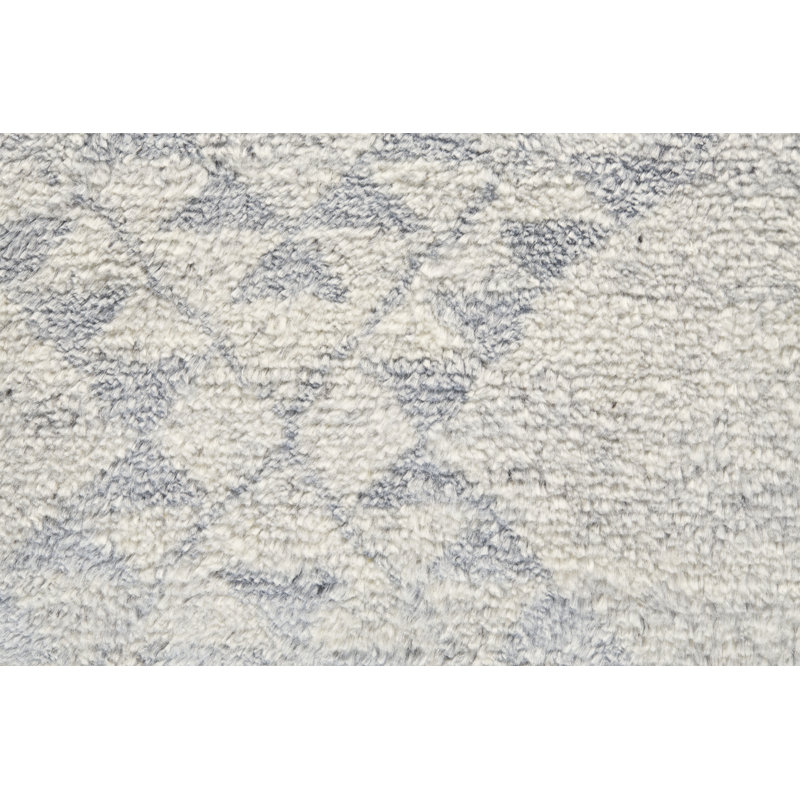 Tapis bleu à motif abstrait noué à la main Davisboro, Rectangle 8 pi 6 po x 11 pi 6 po