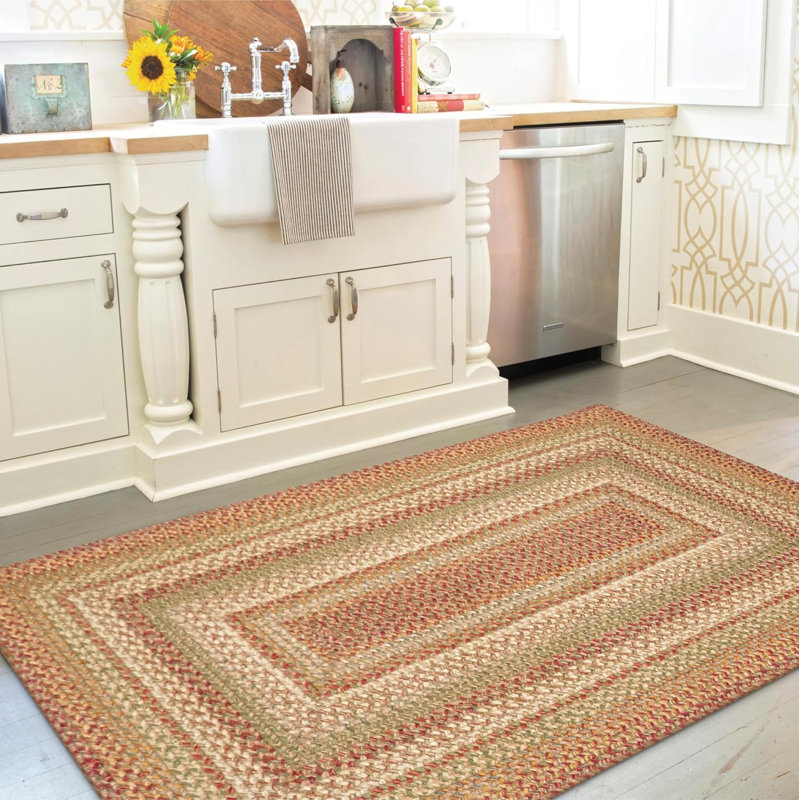 Dajohn Jute Braided Non-Shedding Country Brown/Cream Rug, Rectangle 1'10" x 6'