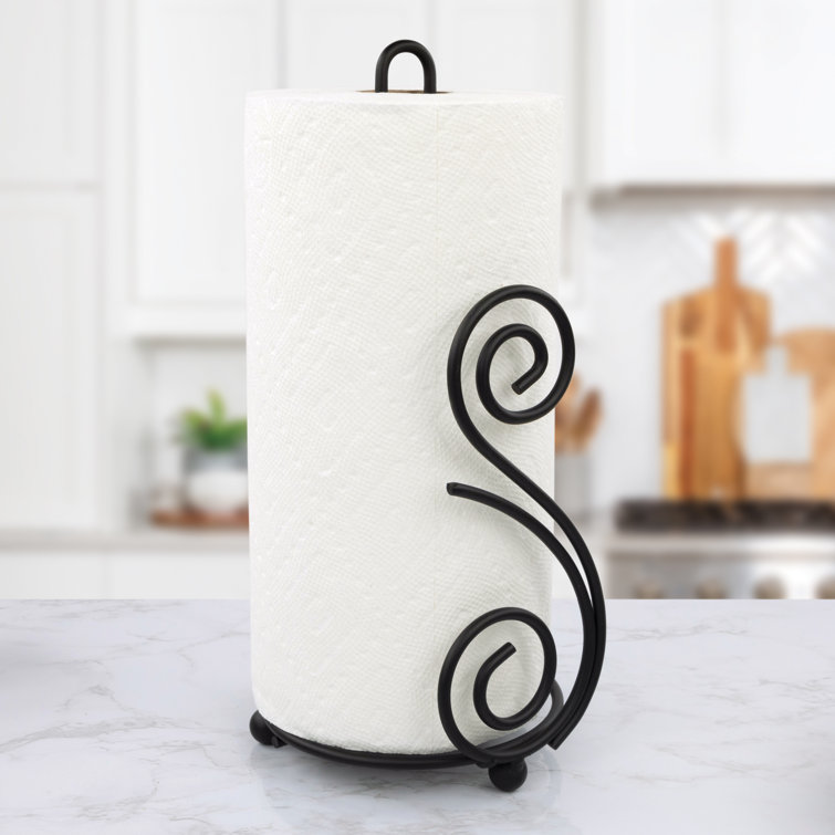 Spectrum Diversified Scroll Over The Cabinet Paper Towel Holder, Black
