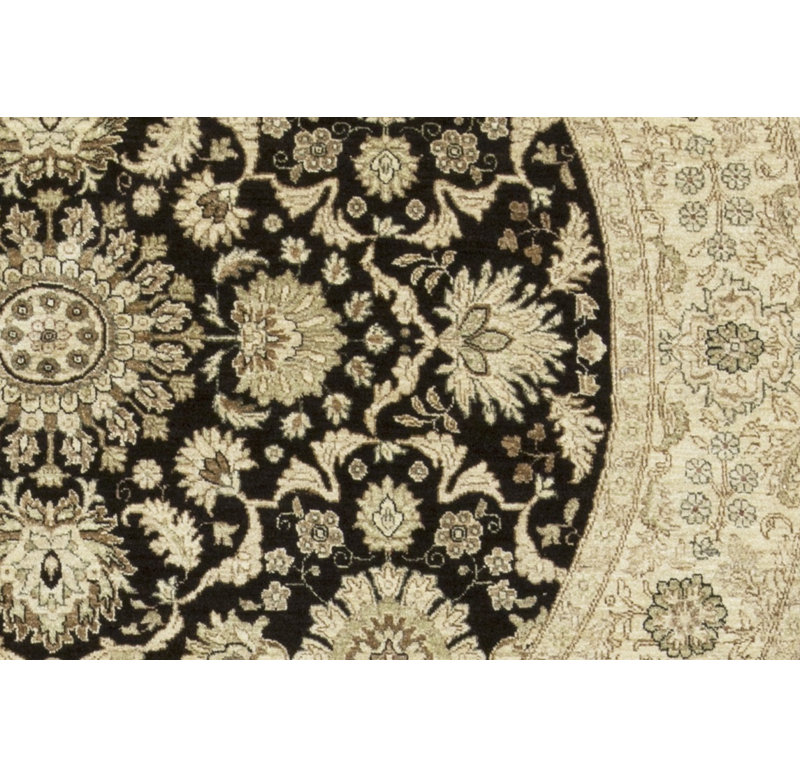Tapis noir et beige de haute qualité noué à la main