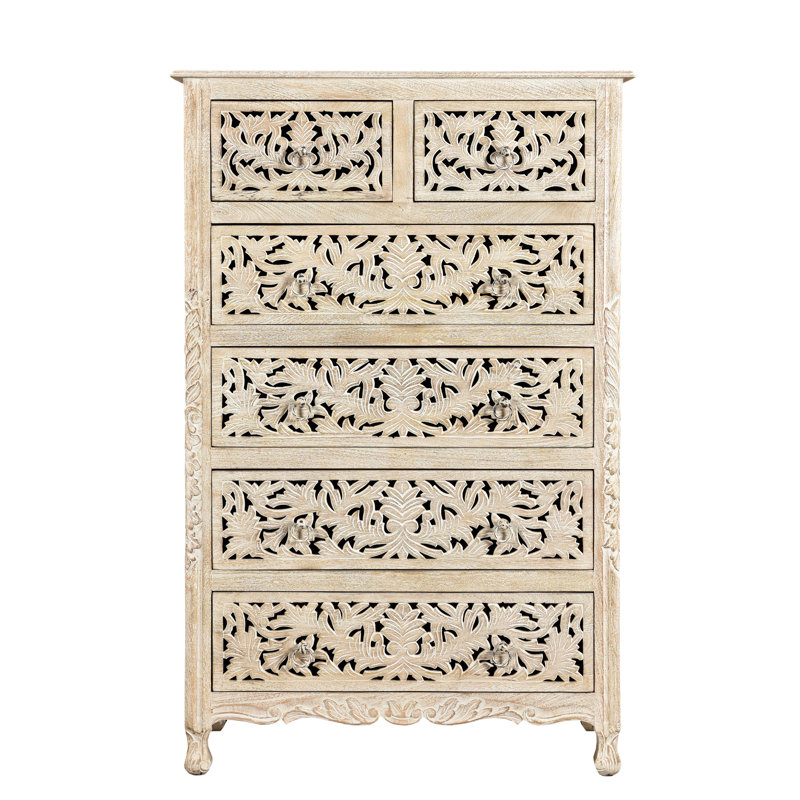 Commode 6 tiroirs Harleen, Blanc